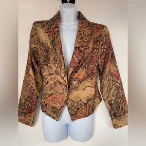 Cropped blazer vintage y2k brown floral womens small brown orange